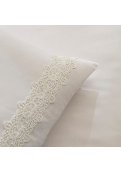 Nuvia Güpürlü Çift Kişilik Nevresim Takımı Beyaz