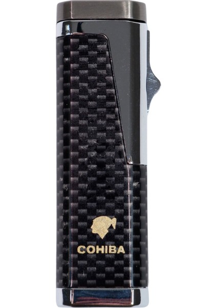 3 Torch Pürmüz Siyah Karbon Desenli Puro Çakmağı