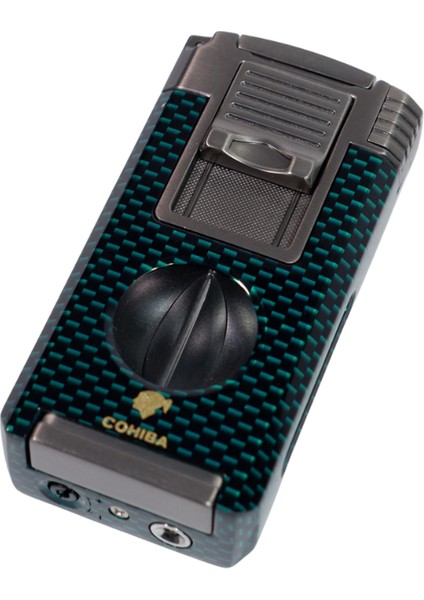 Çift Torch Pürmüz Yeşil Karbon Desenli Puro Çakmağı fiyatları