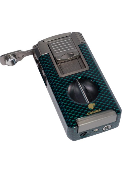 Çift Torch Pürmüz Yeşil Karbon Desenli Puro Çakmağı fırsatları