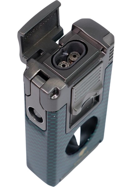 Çift Torch Pürmüz Yeşil Karbon Desenli Puro Çakmağı indirimleri