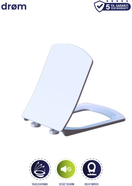 Kare Termoplast Klozet Kapağı (Üstten Montaj - Örtme)