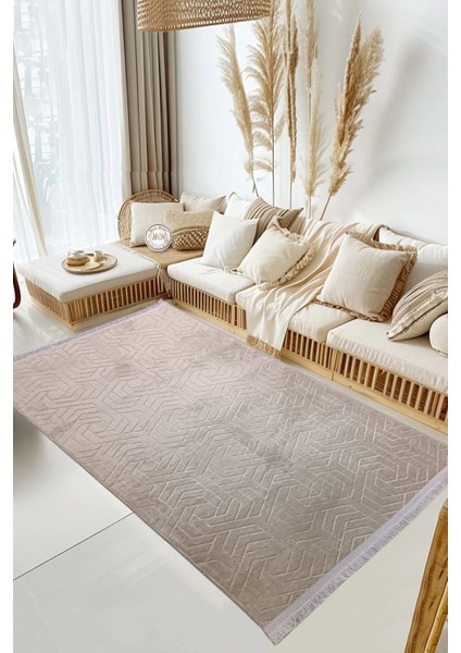 Armoni Saçaklı Kaymaz Tabanlı Kesme Kabartmalı Salon Koridor Mutfak Hali Kahverengi fırsatları