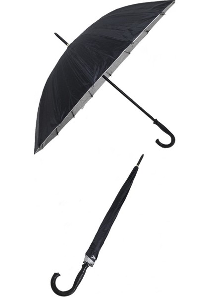 16 Tel Siyah Baston Şemsiye 93 cm Çap fırsatları