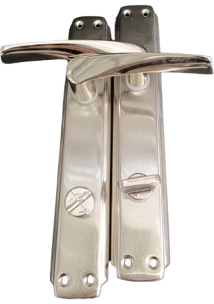 Bravo Aynalı Inox Nikel -Tuvalet ve Banyo Kapı Kolu - ( Sol ) 1 Takım