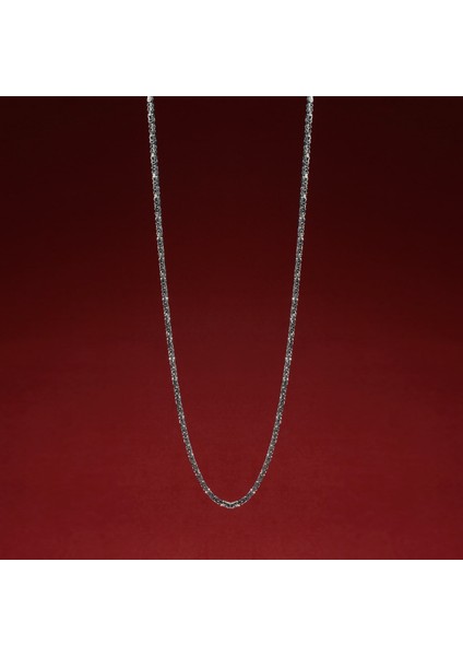 100 Mikron Oksitli Kare Kral Gümüş Zincir modelleri