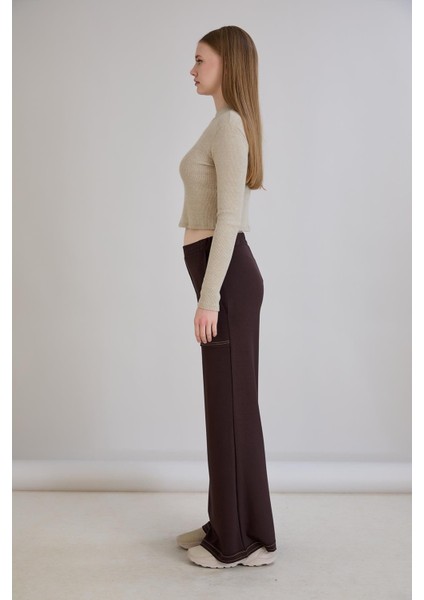 Pis Dikişli Cepli Bol Paça Eşofman Altı Kahverengi fırsatları