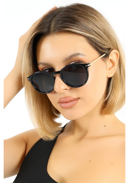 Kadın Oval Siyah UV400 Güneş Gözlüğü Gold Sap WP25-37 C2 modelleri