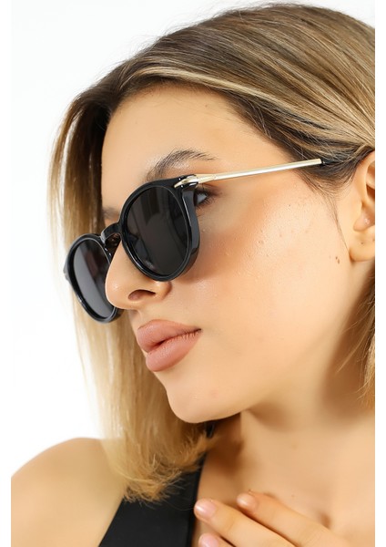 Kadın Oval Siyah UV400 Güneş Gözlüğü Gold Sap WP25-37 C2 fırsatları