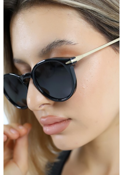 Kadın Oval Siyah UV400 Güneş Gözlüğü Gold Sap WP25-37 C2 indirimleri