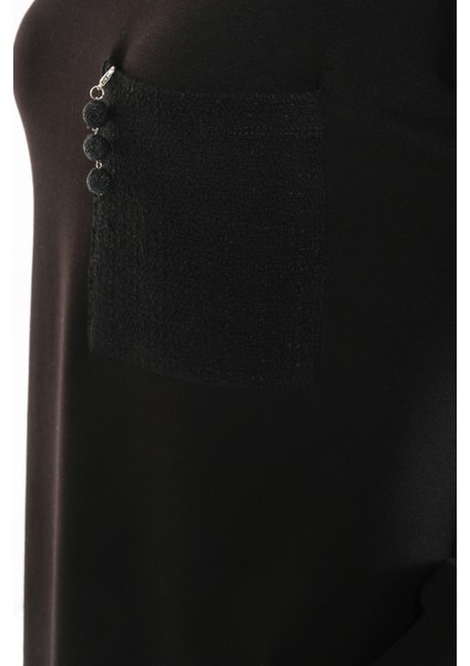 2289_KADIN Tüvit Garni, Bisiklet Yaka Tesettür Tunik Şalvar Takım –cepli, Aksesuarlı, Harem Pantolon