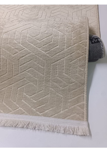 Armoni Saçaklı Kaymaz Tabanlı Kesme Kabartmalı Salon Koridor Mutfak Hali Kahverengi