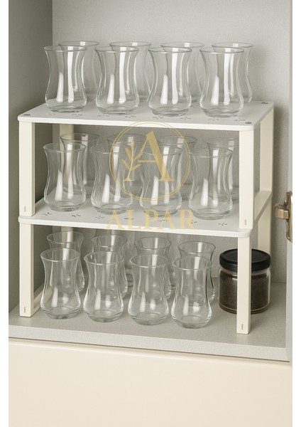 3 Adet Metal Bardak Fincan Rafı Dolap Içi Raf Bardak Yükseltici Yer Tasarrufu Sağlayan Bardak Rafı