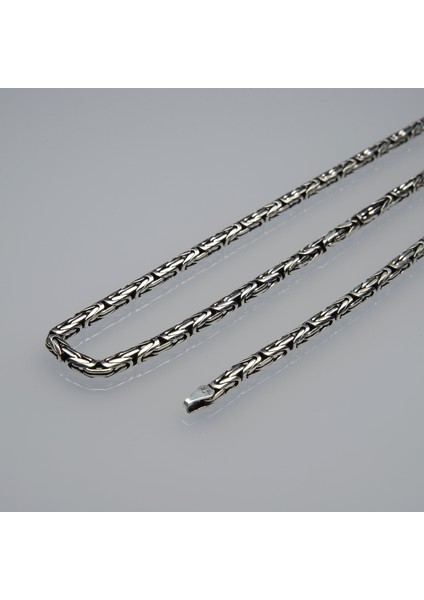 100 Mikron Oksitli Yuvarlak Kral Gümüş Zincir