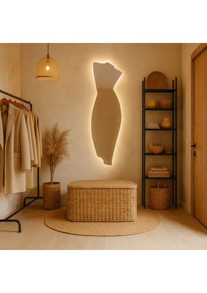 Diva LED Ayna – Elbise Siluetli Modern Tasarım Duvar Aynası