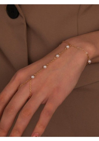 Zarif Tasarım Inci Zincir Kadın Parmak ve Şahmeran