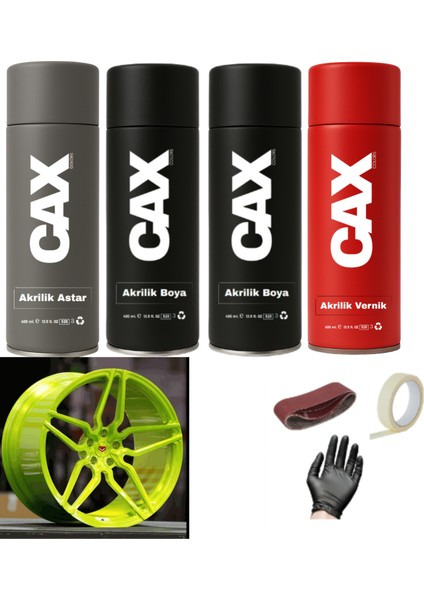 Metalik Bej Bakır Araba Jant Sprey Akrilik Özel Yapım Sprey Boya Seti 400 ml Bant-Zımpara-Eldiven