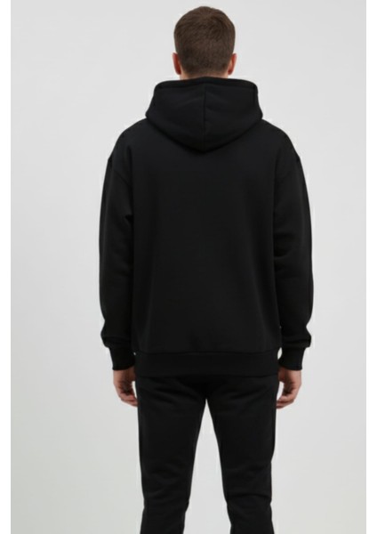 Erkek Pamuklu Yazı Baskılı Renk Üç Ip Şardonlu Basic Kapüşonlu Sweatshirt modelleri