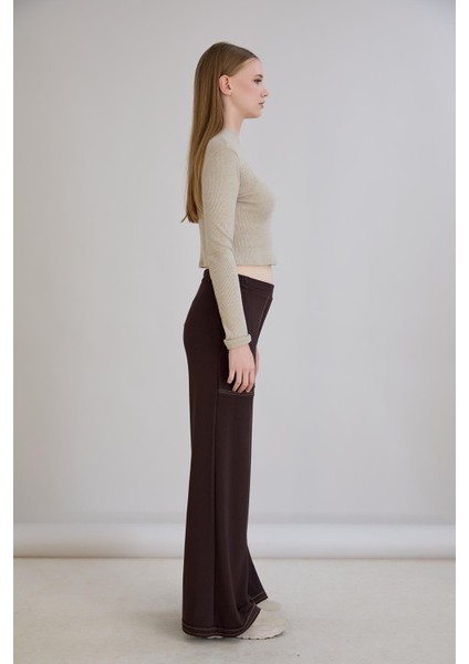 Pis Dikişli Cepli Bol Paça Eşofman Altı Kahverengi indirimleri