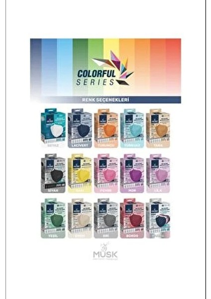 FFP2 Maske 50 Adet 5 Renkli Meltblown Filtre ile Konforlu Kullanım Sunar