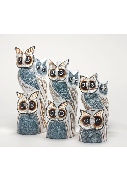 Ahşap 3'lü Baykuş Seti Model 6