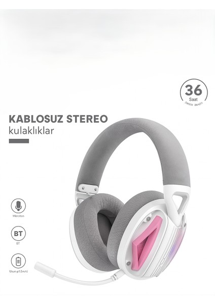 BE46 Kablosuz Mikrofonlu Kulaklık 36 Saat Uzun Pil Ömrü Oyun ve Müzik Kulaklığı