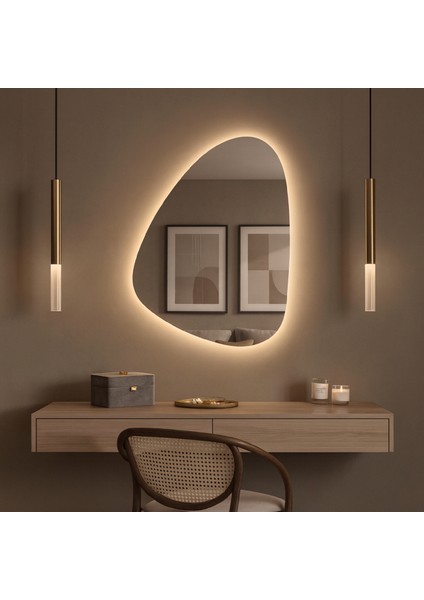 Aurea LED Ayna – Asimetrik Organik Formlu Minimal Duvar Aynası modelleri