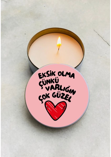 Kokulu Mum Eksik Olma Varlığın Çok Güzel Tasarımlı Metal Kutulu Mum