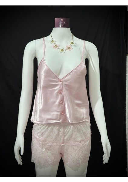 Moongirl Saten Dantelli Şortlu Büstiyer Takım