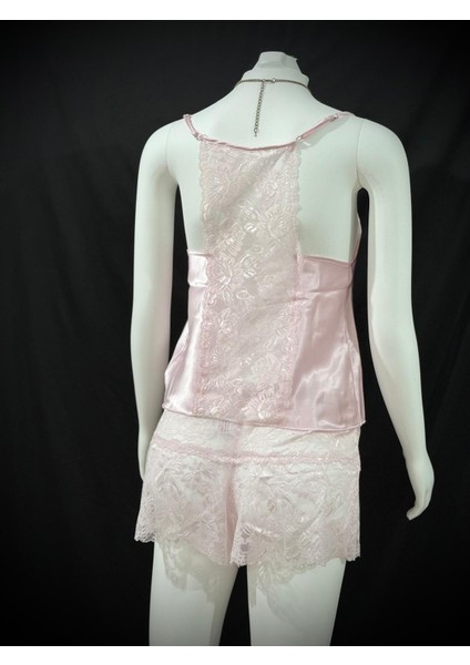 Moongirl Saten Dantelli Şortlu Büstiyer Takım modelleri