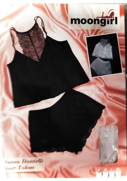Moongirl Saten Dantelli Şortlu Büstiyer Takım fırsatları