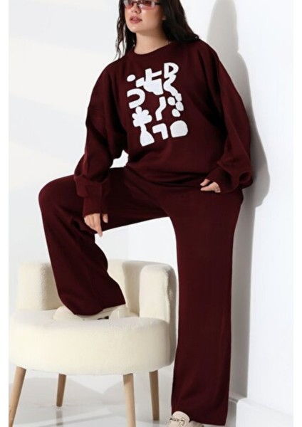 Kadın Kazak Pantolon Alt Üst Ikili Oversize Triko Takım