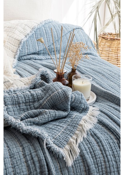 Müslin Fitilli Yorgan 7 Katlı Dolgulu Indigo fırsatları