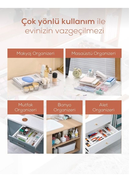 7'li Set Modüler Çekmece Içi Düzenleyici, Banyo Makyaj - Takı Düzenleyici - Ofis Masaüstü Organizer indirimleri
