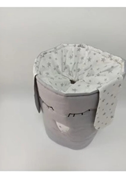 Gri Beyaz Yıldız Desenli Organik Pamuklu Oyuncak Kirli Sepeti 50 cm fiyatları