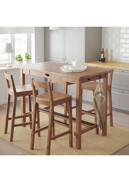 Nordvıken Bar Masası Antika Vernik 4 Kişilik 140 x 80 x 105 cm fiyatları