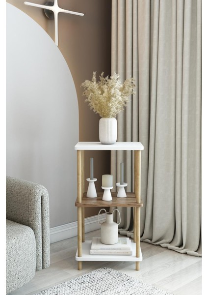 Kendin Kur Basit ve Şık Tasarım Komodin Ahşap Ayaklı Beyaz Desenli fiyatları