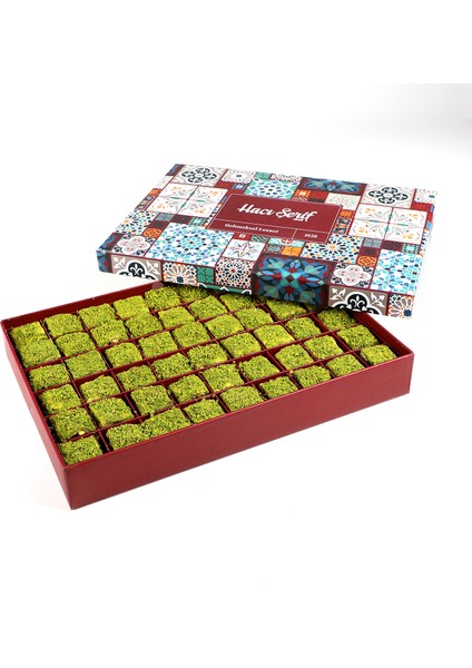 Içi Dışı Antep Fıstıklı Çikolatalı Bohça Lokum (Motif Desenli Kutu) 750G