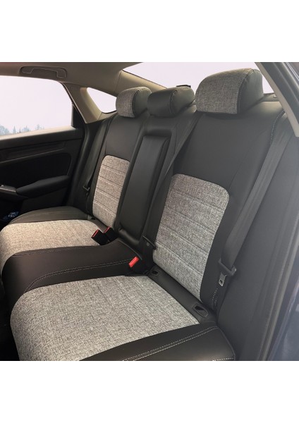 Honda Civic Araca Özel Oto Koltuk Kılıfı - Keten ve 1 Kalite Deri
