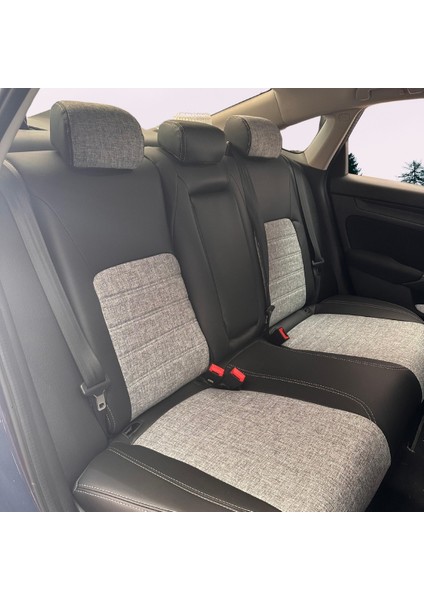 Honda Civic Araca Özel Oto Koltuk Kılıfı - Keten ve 1 Kalite Deri