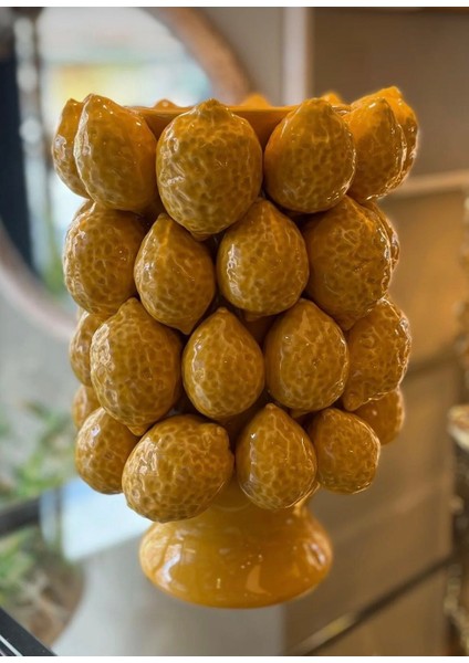 Limonlu Sarı Seramik Vazo 22X22X32CM fiyatları
