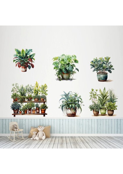 6 li Sticker Saksılı Çiçek Modelleri (4887) fırsatları