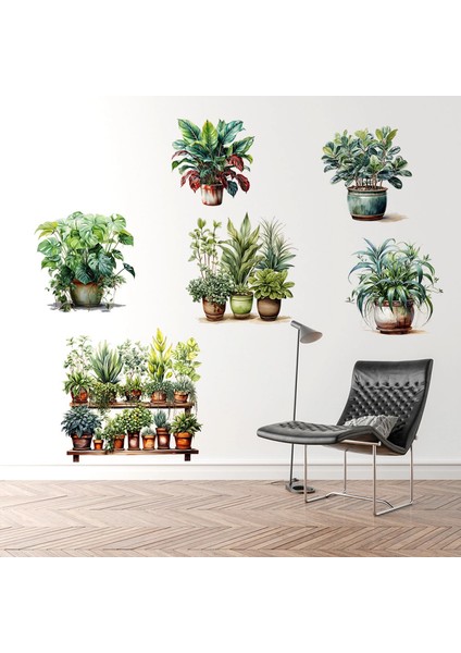 6 li Sticker Saksılı Çiçek Modelleri (4887) indirimleri