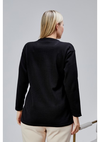 Kadın Triko Yan Yırtmaç Inci Detay Kışlık Orta Yaş Günlük Anne Bluz Kazak modelleri