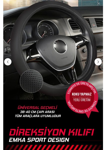 Lüks Oto Geçmeli Direksiyon Kılıfı %100 Yerli - Kokusuz - Noktalı Deri