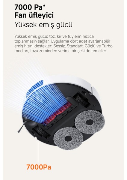7000PA Yüksek Emiş Güçlü Istasyonlu Akıllı Halı Algılama Özellikli Robot Süpürge | Kendini Temizleme, Otomatik Paspas Bezi Yıkama, Sıcak Hava ile Kurutma + Tiftik Makinesi (Onerous) indirimleri