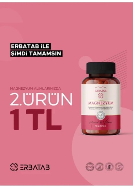 Magnezyum 3 lü Form (Bisglisinat, Sitrat, Malat) & Vitamin B2 , B3 , B6 - 60 Kapsül
