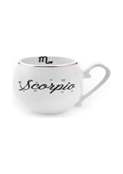 Akrep Burcu Porselen Kahve Fincanı Desenli 90 ml 2 Parçalı Beyaz Renk