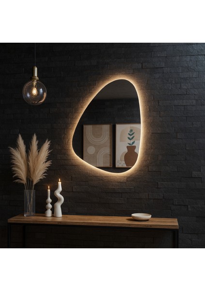 Aurea LED Ayna – Asimetrik Organik Formlu Minimal Duvar Aynası modelleri