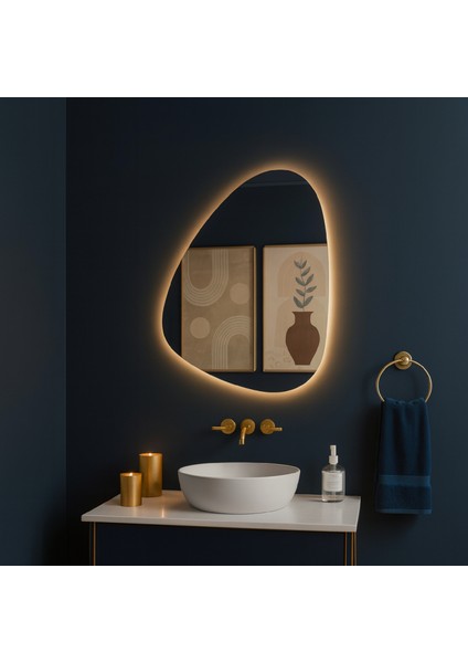 Aurea LED Ayna – Asimetrik Organik Formlu Minimal Duvar Aynası indirimleri